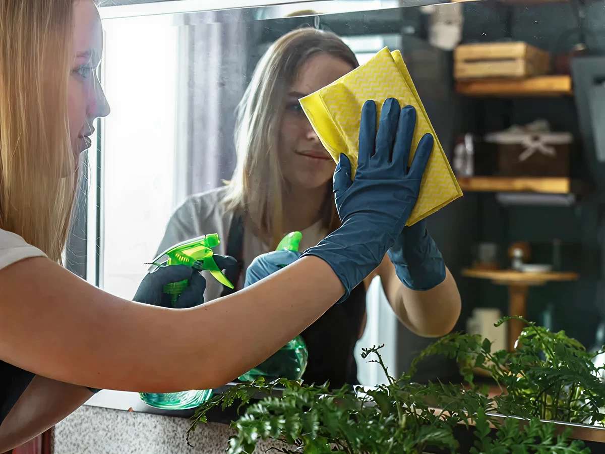 Local team member cleaning a vacation home